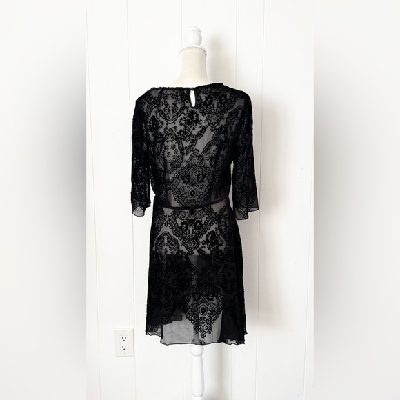 Johnny Was 4LoveAndLiberty Sheer Black Patterned Gothic Mini Dress - Picture 2 of 9